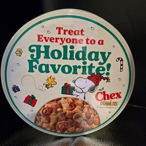 Chex 2025 Holiday Tin New, Unused Peanuts Gang; Snoopy